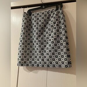 Talbots Black and White Floral Mini Skirt